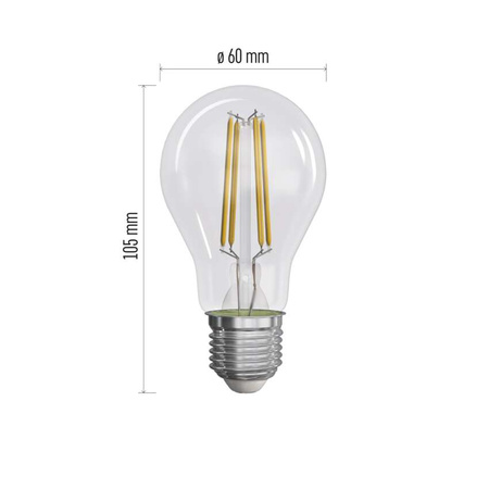 Żarówka LED E27 bańka A60, 5 W, odpowiednik 75 W, neutralna biel, 1060 lm, filament, EMOS ZAR-E-ZF5158