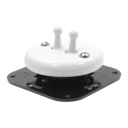 Włącznik światła schodowy podwójny dźwigniowy ceramiczny, okrągły,podtynkowy biały Ceramic Loft