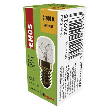 Żarówka LED T22 do piekarnika, 15 W, 58 lm, 300 °C, EMOS ZAR-E-Z6915