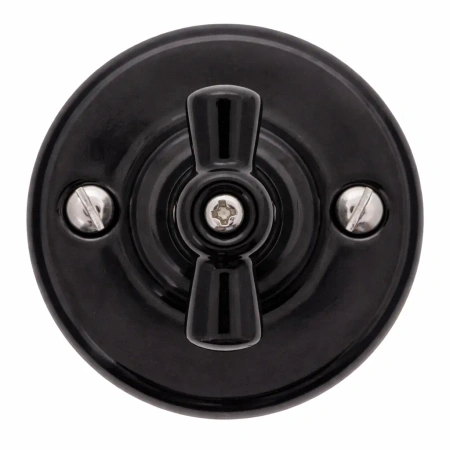 Natynkowy włącznik obrotowy pojedynczy czarny Ceramic Loft