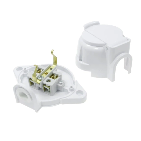 Gniazdo elektryczne bryzgoszczelne IP44 z klapką, montaż natynkowy, kolor biały, seria Retro PRL