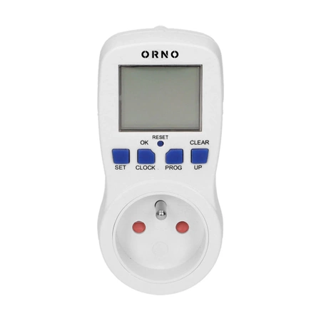 Programator - włącznik czasowy, 16 programów, gniazdo z bolcem, ORNO PRE-409