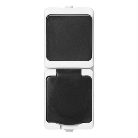 Zestaw gniazdo + włącznik jednobiegunowy ORNO AQUATIC MINI IP54 16A 230V natynkowy biało-czarny