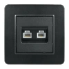 Gniazdo komputerowo-telefoniczne RJ45 i RJ11, kwadratowe, czarne, podtynkowe, moduł bez ramki, QUAD