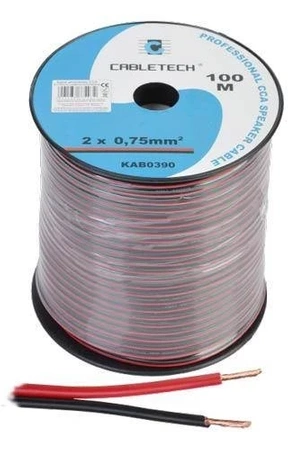 Przewód głośnikowy CCA 2 × 0,75 mm2, czarno-czerwony, szpula 100 m
