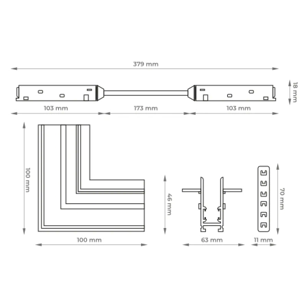 Łącznik kątowy do szyny magnetycznej wewnętrzny podtynkowy biały M-LINE
