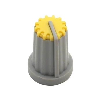 Gałka z kołnierzem do potencjometru na oś 6mm - 14x19mm - szara, żółty znacznik - GS14
