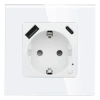 Gniazdo elektryczne Schuko z USB A+C 20W z pomiarem energii (watomierz) WiFi i Bluetooth białe podtynkowe z ramką szklaną - TAWOIA Smart Home