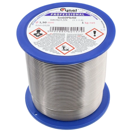 Cyna lutownicza z topnikiem SW26 - 1.5mm - spoiwo Sn60Pb40 Cynel 1kg