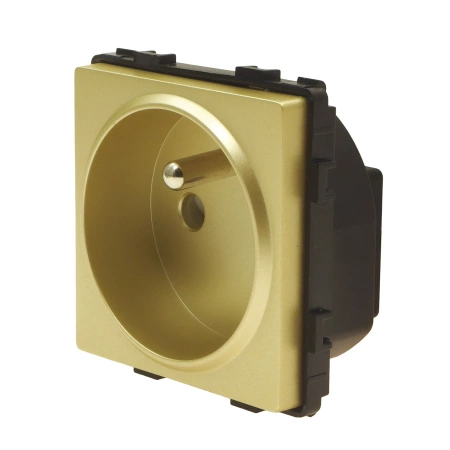 Gniazdo elektryczne pojedyncze z bolcem - szklana ramka - złote - Tawoia Glass