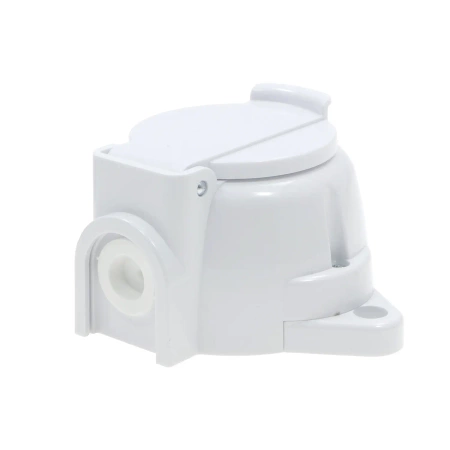 Gniazdo elektryczne bryzgoszczelne IP44 z klapką, montaż natynkowy, kolor biały, seria Retro PRL