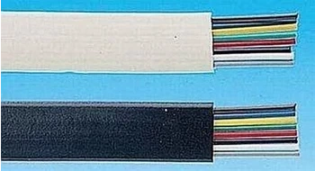 Przewód PT 4 × 0,5 mm, płaski, czarny, do domofonów i systemów alarmowych, 1 mb