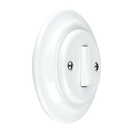 Włącznik światła schodowy z ramką, ceramiczny, montaż podtynkowy, kolor biały Ceramic Loft