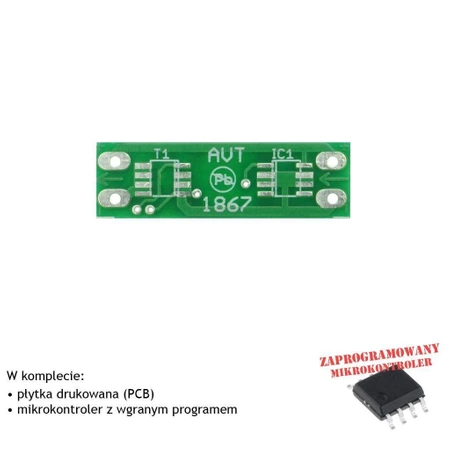 Sterownik zasilania taśm LED z wyłącznikiem czasowym, PCB i mikroprocesor do projektu AVT1867