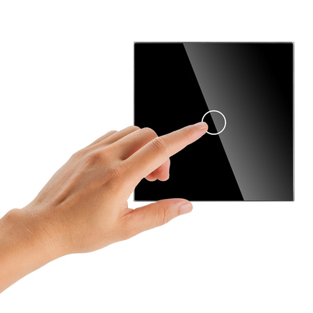 Włącznik dotykowy szklany pojedynczy 600W - czarny - Tawoia Glass