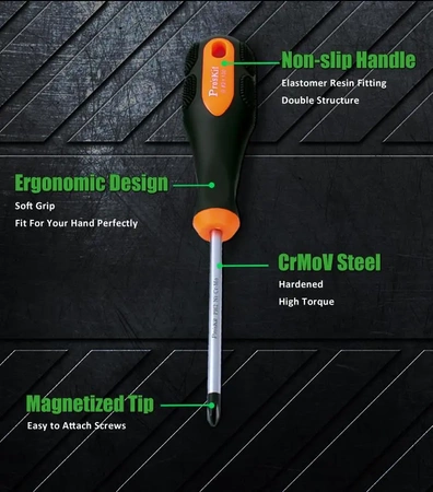 Zestaw wkrętaków płaskich i krzyżakowych PH 6szt, Proskit SD-2301