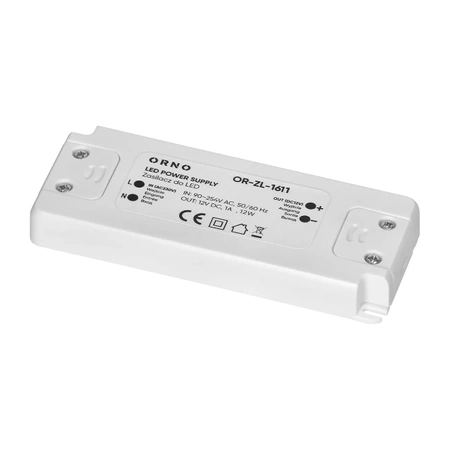Zasilacz do taśm LED 12 V DC, 12 W, 1 A, montaż natynkowy, ORNO 1611