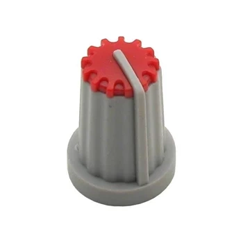 Gałka z kołnierzem, oś 6mm, fi14x19mm, czerwona