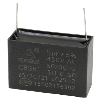 Kondensator rozruchowy do silnika 5µF 450VAC, CBB61, do druku, 47 × 19 × 31 mm, EPERS