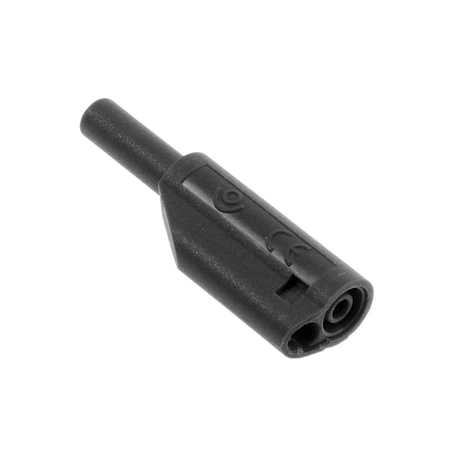 Wtyk bezpieczny 2mm z tuleją stałą i gniazdem 2mm, przykręcany, czarny