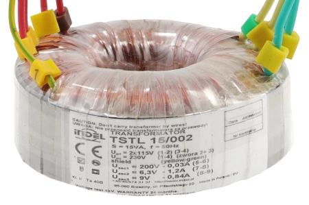 Transformator toroidalny 15VA Indel TSTL 15/002 115V/230V (200V, 0-6.3V-9V ) do wzmacniaczy lampowych