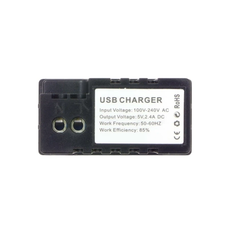 Ładowarka USB 2.4A, 2x USB czarny, moduł 1/2 do ramki Tawoia Glass