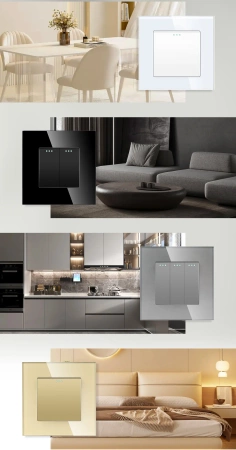 Włącznik światła szklany schodowy - złoty - Tawoia Glass