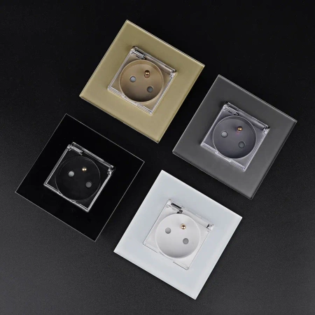 Moduł - gniazdo elektryczne IP44 z klapką - złoty - Tawoia Glass