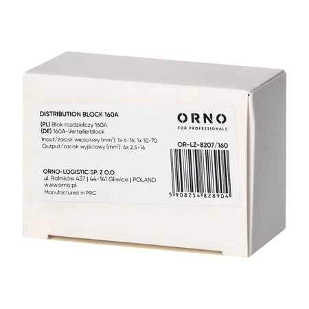 Blok rozdzielczy 160A 6 wyjść, ORNO 8207