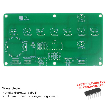 Energooszczędna bezprzewodowa strzałka LED zasilana z baterii CR2032 - PCB i mikroprocesor do projektu AVT 6055
