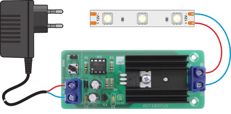 Miniaturowy sterownik taśmy LED - zlutowany KIT AVT 1847