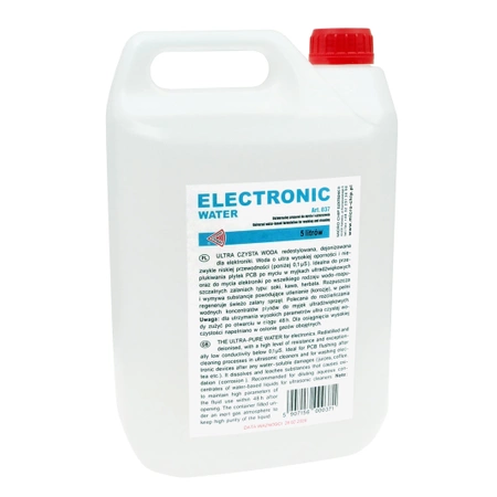 ELECTRONIC WATER. Redestylowana, dejonizowana woda dla elektroniki, 5L ART.037