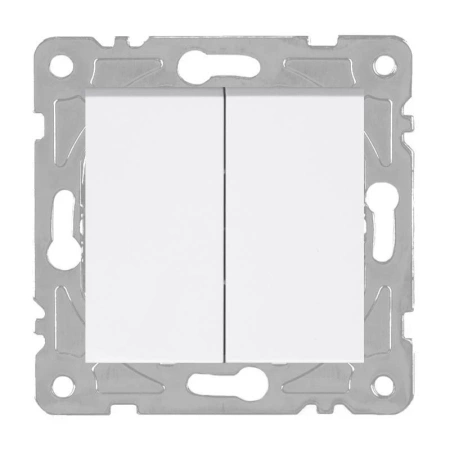 Włącznik podwójny, kwadratowy, biały, podtynkowy, moduł bez ramki, 10 A, QUAD