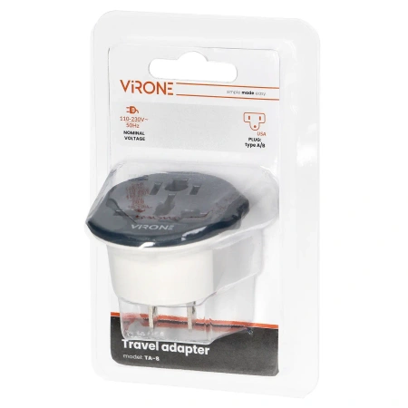 Adapter podróżny TA8 Go to USA 110–230V 10A – wtyczka amerykańska A/B, gniazdo uniwersalne