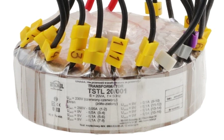 Transformator toroidalny lampowy TSTL 20/001, 20VA, 200V + 9V + 9V + 9V + 9V + 9V + 9V, Indel