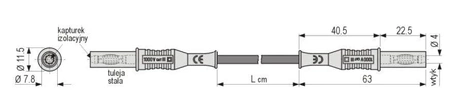 Przewód PVC 1mm2 z 2 wtykami bezpiecznymi 4mm 20A prostymi, 1m czarny