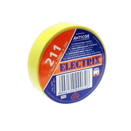 Taśma izolacyjna PVC ELECTRIX 211 19mm, żółta 20m