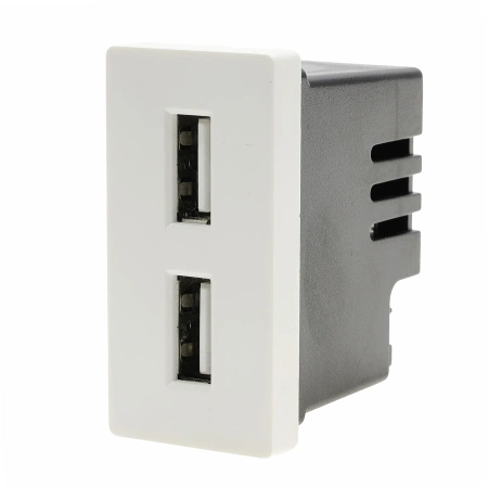 Ładowarka USB 2.4A, 2x USB biały, moduł 1/2 do ramki Tawoia Glass