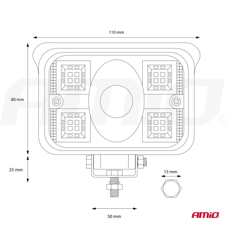 Lampa robocza halogen LED szperacz AWL32 17LED 12V 24V AMIO-02659