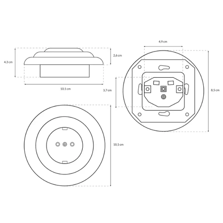 Gniazdo elektryczne Schuko z ramką, ceramiczne, montaż podtynkowy, kolor biały Ceramic Loft