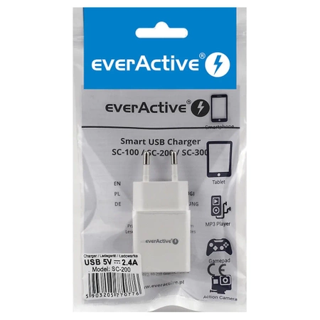 Ładowarka USB 2.4A, ładowarka sieciowa iQ Smart Charging, everActive SC200