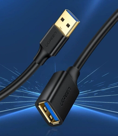 Przedłużacz USB 3.0 A-A, wtyk – gniazdo, 3 m, 5 Gb/s, pozłacane styki, UGREEN US129