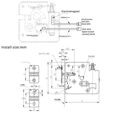 Elektrozamek elektromagnetyczny, do mebli, 12 V DC