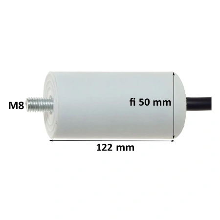 Kondensator rozruchowy do silnika 60µF 450VAC, CBB60, przewody 15 cm, Ø50 × 122 mm, EPERS