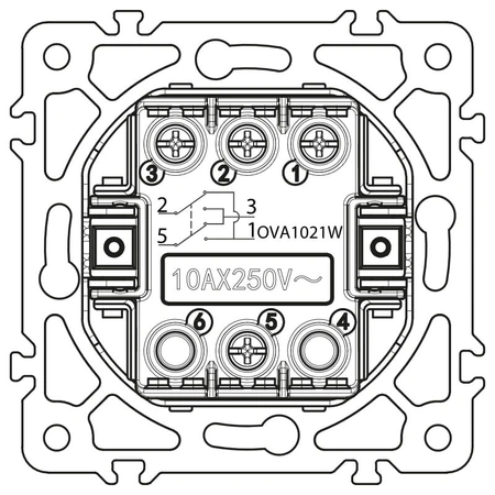 Włącznik krzyżowy, okrągły, biały, podtynkowy, moduł bez ramki, 10 A, OVAL