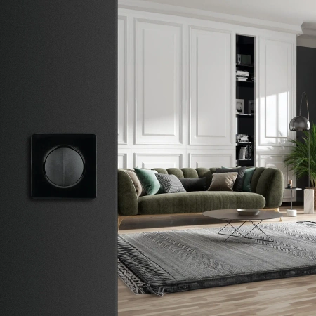 Włącznik światła podwójny, montaż podtynkowy, kolor czarny OVAL Electromalt, OVA1008B
