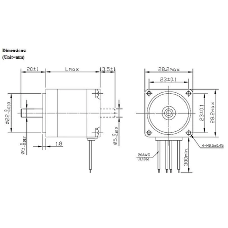 Silnik krokowy 0.67A, 5.6om, 200 krok/obr, bipolarny 4 przewody