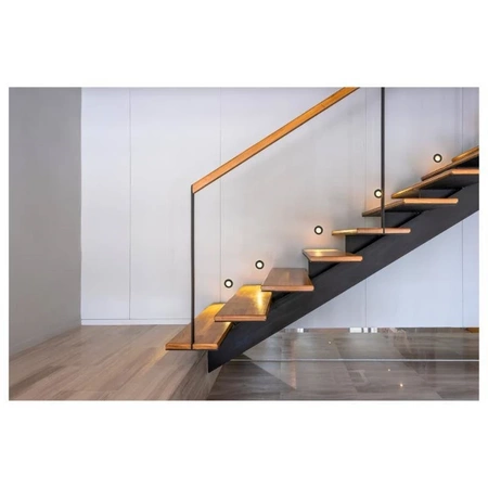 Lampka schodowa LED z czujnikiem ruchu, 230Vac, okrągła, czarny mat