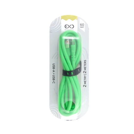Kabel USB do USB-C 2m, eXc WHIPPY Pro 60W neon