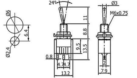Przełącznik MTS-112 ON-(ON) SPDT 3P pojedynczy